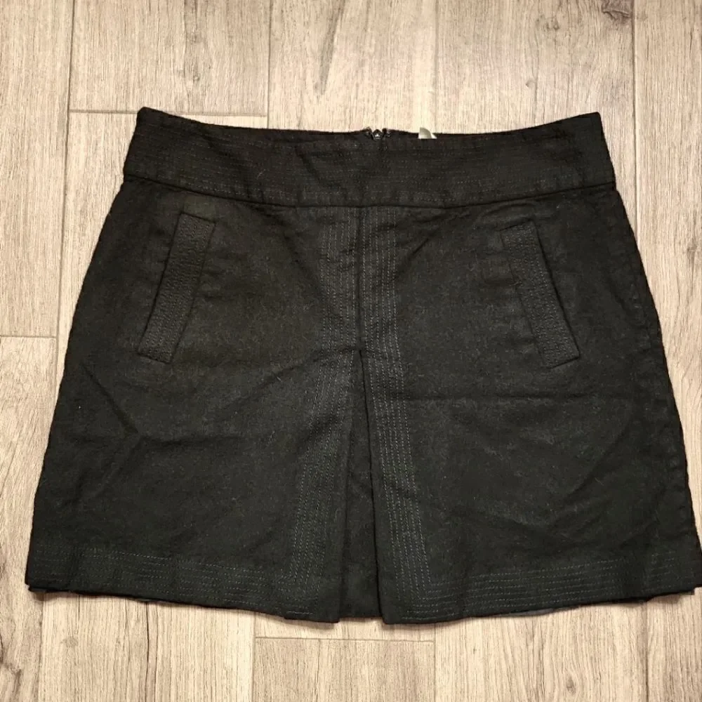 J. Crew Front Split Wool Mini Skirt Black Size 8